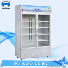 Fan cooling glass door fridge for drinks